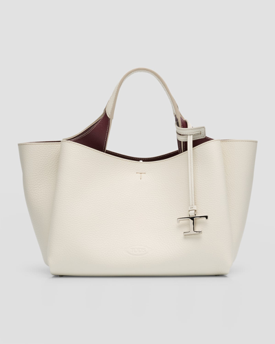 Tod's Apa 2 Mini Leather Top-handle Bag In Bianco Calce Bord
