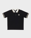Moncler Boy's Cotton Piqué Short-sleeve Polo Shirt In Black