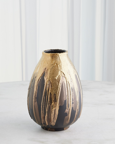 Global Views Cauldron Medium Vase, 12" In Gold