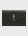 Saint Laurent Ysl Grain De Poudre Envelope Wallet On Chain In Black