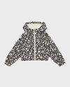 Moncler Girl's Scattered Logo Letters Printed Jacket In Black