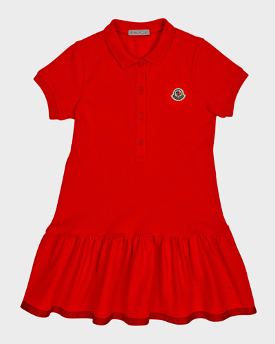 Moncler Kids' Girl's Short-sleeve Polo Shirt Dress In Pink Red