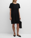 Eileen Fisher Scoop-neck Stretch Crepe Midi T-shirt Dress In Black