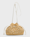 BTB LOS ANGELES NIA MINI CRYSTAL STRAW BUCKET BAG