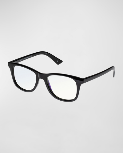 The Book Club Grime In Banishment Square Blue Block Optical Frames In Black