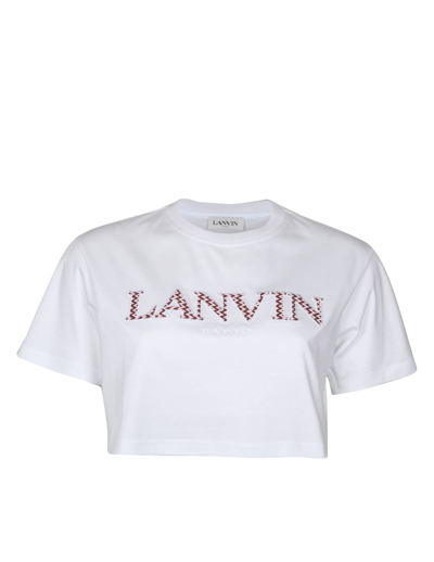 LANVIN CROPPED COTTON T-SHIRT WITH LOGO