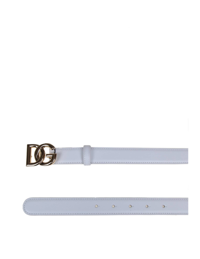 Dolce & Gabbana Belt In Calfskin With Crossed Dg Logo In White