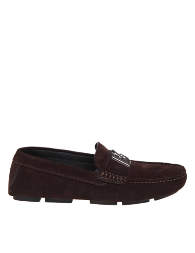 Dolce & Gabbana Ebony Color Suede Loafers In Black