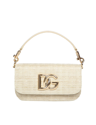 Dolce & Gabbana 3.5 Handbag In Beige Raffia In Sand