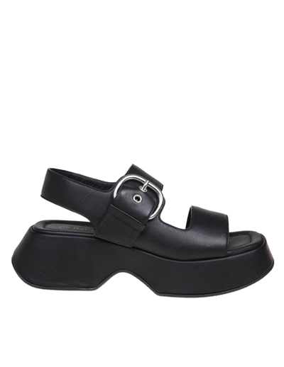 VIC MATIE TRAVEL SANDAL IN BLACK LEATHER