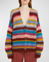 Weekend Max Mara Gerarda Striped Wool Button-front Cardigan In Neutral