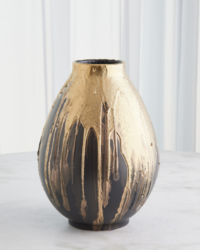 Global Views Cauldron Large Vase, 16" In Gold