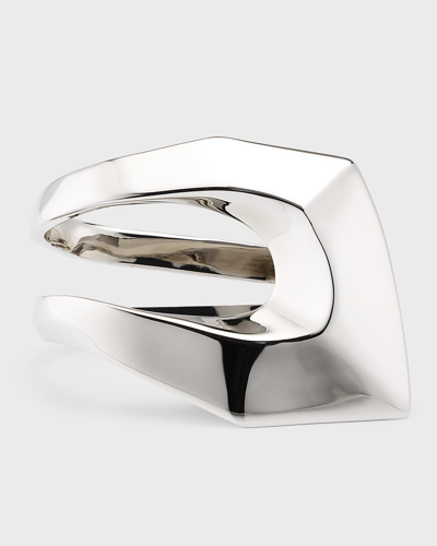 Alexander Mcqueen Women's Modernist Silvertone Two-finger Ring In Antique Silver