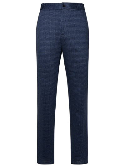 Etro Button Detailed Straight Leg Trousers In Blu Scuro
