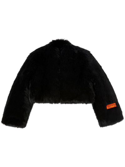 Heron Preston Faux-fur Cropped Jacket In Black