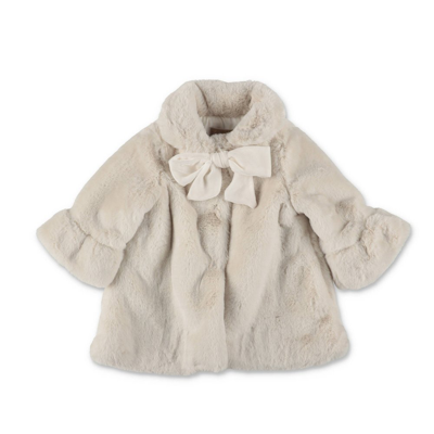 La Stupenderia Bow Detailed Straight Hem Coat In Beige