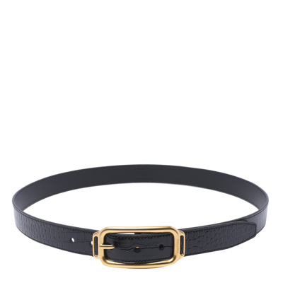 Tom Ford Embossed Buckle Belt In Black