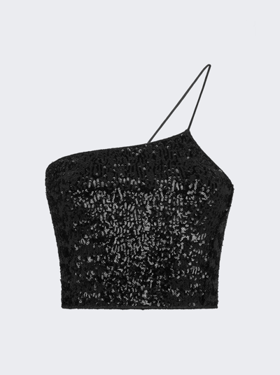 Osã©ree Sequined One Strap Top In Black