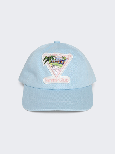 Casablanca Tennis Club Icon Embroidered Cap In Blue