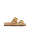 Schutz Enola Dual-buckle Easy Slide Sandals In Light Beige