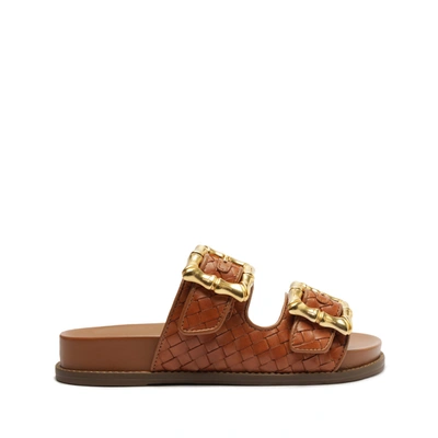 Schutz Enola Sporty Woven Leather Flat In Miele