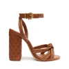 Schutz Kathleen Woven Ankle-strap Sandals In Honey Peach