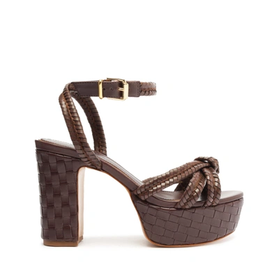 Schutz Women's Kathleen Almond Toe Woven High Heel Platform Sandals In Dark Chocolate