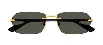 Gucci Gg1221s M 001 Rectangle Sunglasses In Grey