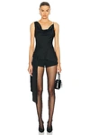 Simkhai Ronnie Draped Asymmetric Cowl Tank Top In Black