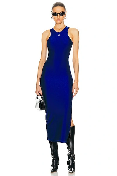 Coperni Embellished Satin-jersey Midi Dress In Blue