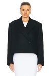 Khaite Raymond Cropped Satin-trimmed Crepe Blazer In Black