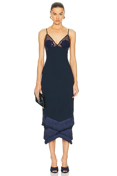 Patbo Embroidered Crochet Midi Dre In French Navy