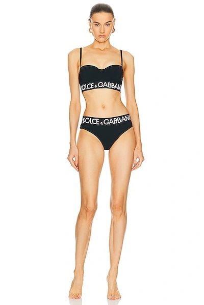 Dolce & Gabbana Logo-band Half-cup Bikini In Black