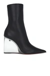 Amina Muaddi Pernille Half Glass Bootie In Nappa Black In Black