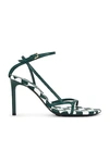 Bottega Veneta Strappy Leather Bicolor Ankle-strap Sandals In Glacier & Emerald