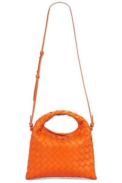 Bottega Veneta Mini Hop Hobo Bag In Papaya & Brass