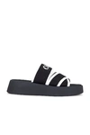 Chloé Mila Crossover-strap Slides In Black & White