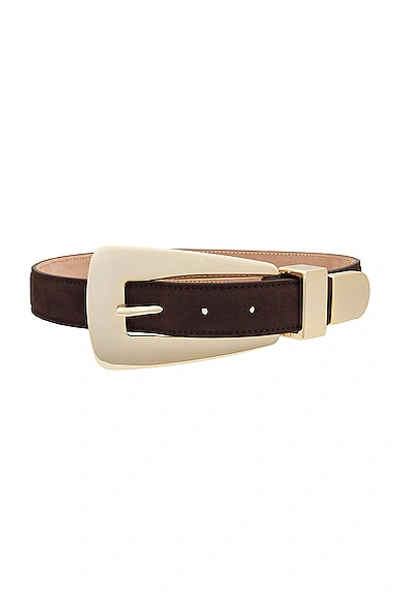 Khaite Lucca 30mm Gold Buckle Belt In Coffee
