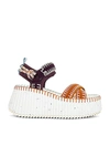 Chloé Nama Suede Platform Sandals In Brown & Purple