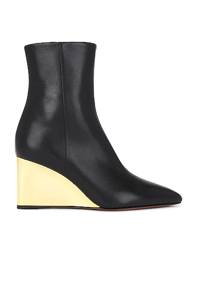 Chloé Rebecca Leather Wedge Ankle Booties In Black