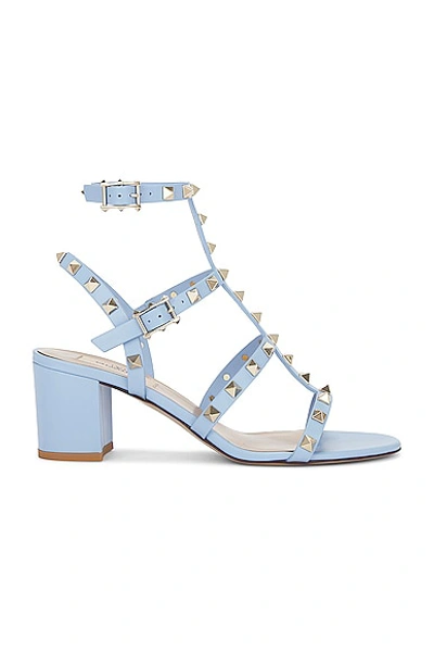 Valentino Garavani Rockstud Sandal In Popeline Blue