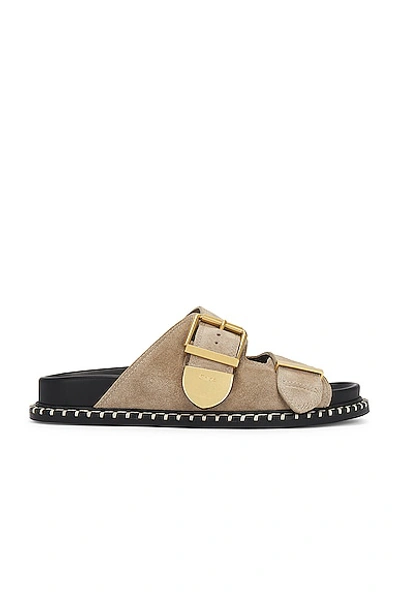 Chloé Chloe Rebecca Suede Sliders In Green