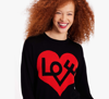 Kate Spade Love Heart Intarsia Sweater In Black