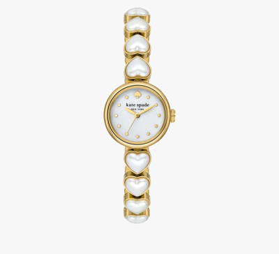 Kate Spade Monroe Heart Pearl Bracelet Watch In White