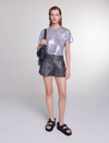 Maje Tame Metallic T-shirt In Silver