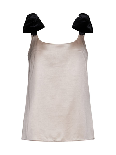 Chloé Bow-strap Tank Top Pink Size 6 53% Wool, 47% Silk In Pansy Pink