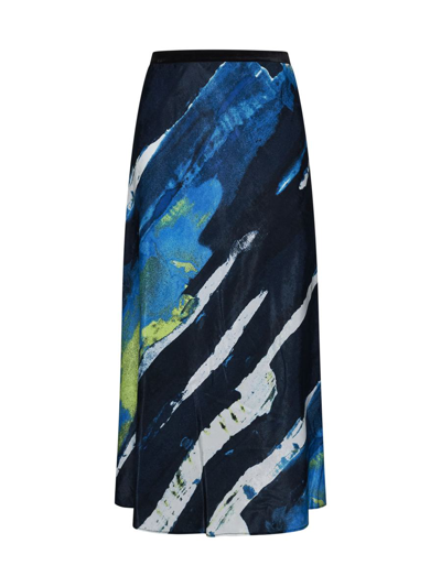 Dkny Printed Satin Pull On Skirt In Limonata/black