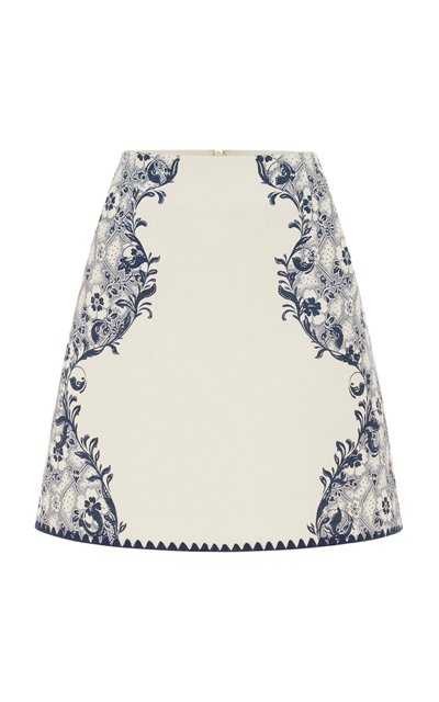 Alemais Airlie Printed Linen Mini Skirt In Ivory
