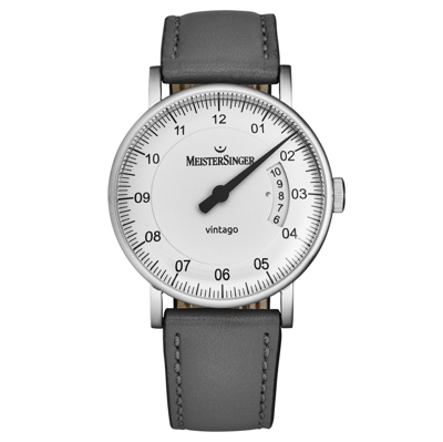 Pre-owned Meistersinger Men's 'vintago' Silver Dial Grey Strap Automatic Watch Vt901