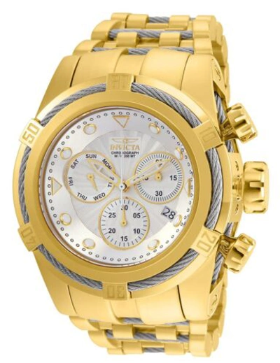 Pre-owned Invicta Men's Watch Bolt Zeus Chrono Silver Tone Dial Yellow Gold Bracelet 23914